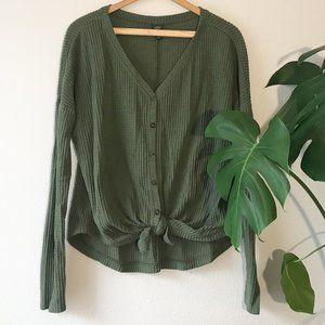 Wild Fable Waffle Knit Tie Front Top